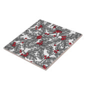 Carreau Holly berry, gray leaves on white (Côté)