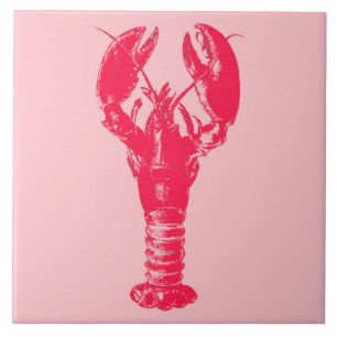 Carreau Homard fuchsia sur le rose de corail léger