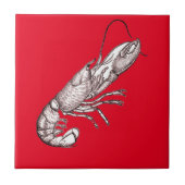 Carreau homard graphique vintage en rouge (Devant)