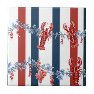 Carreau Homard Rouge Blanc Bleu Étoiles Patriotiques (2)