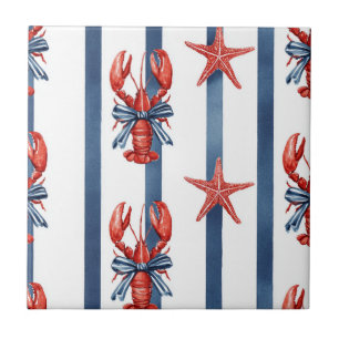 Carreau Homard Rouge Blanc Bleu Étoiles Patriotiques (4)