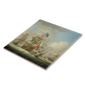 Carreau Homme-de-Guerre britannique et un sloop, c.1720-30 (Côté)