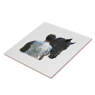 Carreau Homme tenant Cheval Léger Carrelage en céramique