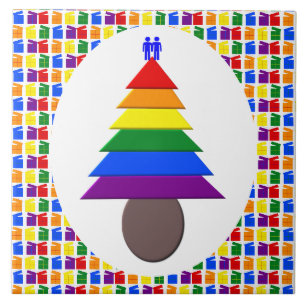Carreau Hommes gais Arbre de Noël arc-en-ciel et présente