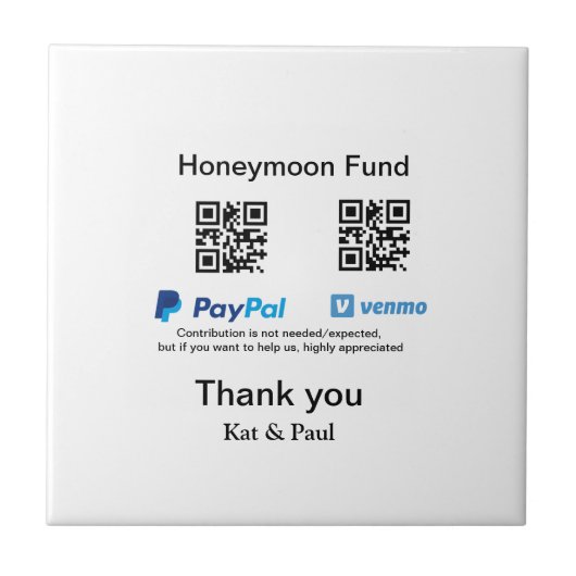 Carreau Honeymoon Fund PayPal Venmo QR code Merci (Devant)
