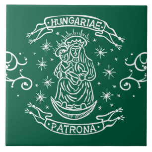 Carreau hongrie motif religieux vierge médiévale mary jesu