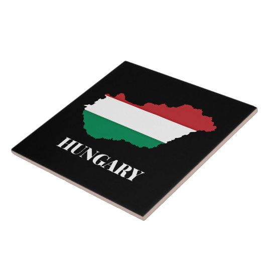 Carreau Hongrie, silhouette et drapeau, (Côté)