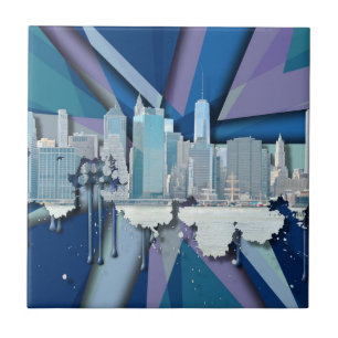 Carreau Horizon 3D bleu de New York City