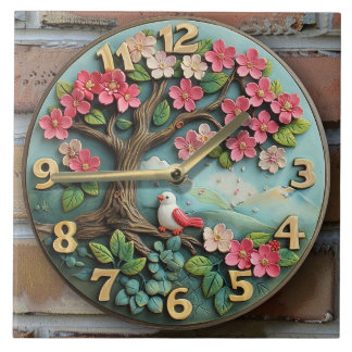 Carreau horloge murale en céramique