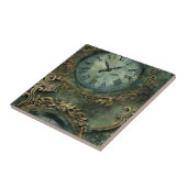 Carreau Horloge Steampunk Rustique Vert Émeraude (Côté)