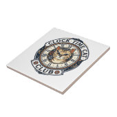 Carreau Horloge Temps Chat Chat Graphique Tee Art - Horlog (Côté)