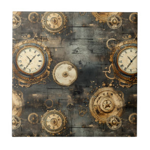 Carreau Horlogerie vintage Steampunk en bronze noir