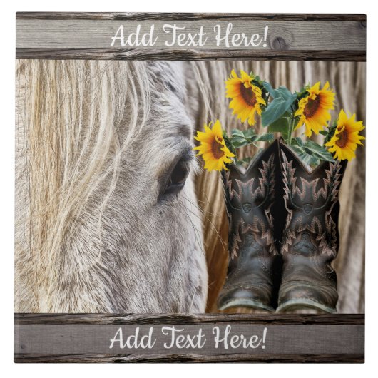 Carreau Horse Cowboy Boots Sunflowers Barque (Devant)