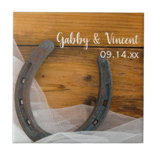 Carreau Horseshoe et Veil Country Western Mariage