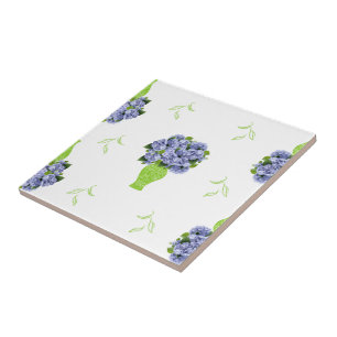 Carreau Hortensia Bleu Vase Vert Motif Côté Mer