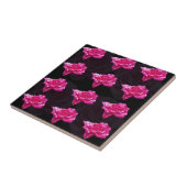Carreau Hot Pink And Black Layer Rose Pattern, (Côté)