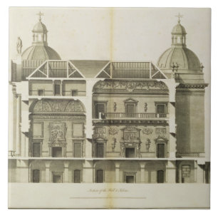 Carreau Houghton Hall : section transversale du Hall et du