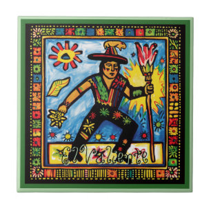 Carreau Huichol Loteria Carrelage céramique : El Valiente