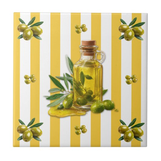 Carreau Huile d'olive à motif rayure jaune (Devant)