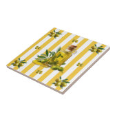 Carreau Huile d'olive à motif rayure jaune (Côté)