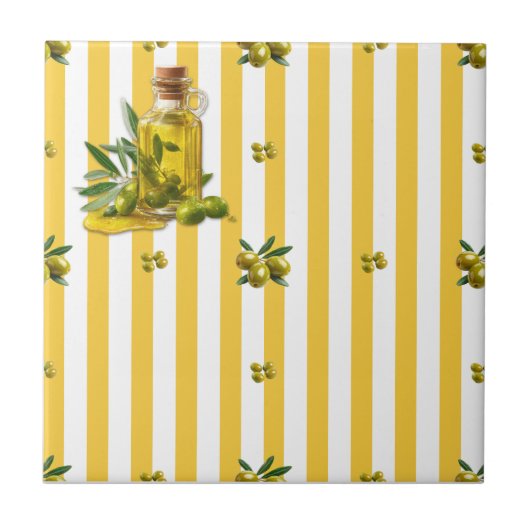 Carreau Huile d'olive sans couture à rayure jaune méditerr (Devant)