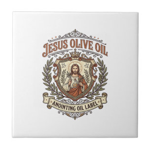 Carreau Huile d'onction d'huile d'olive Jésus Étiquette Hu