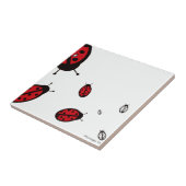 Carreau Huit coccinelles sur la tuile blanche (Côté)