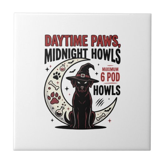 Carreau Hurlements de chien Halloween minuit (Devant)