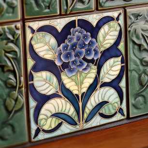 Carreau Hydrangea Art Déco Décoration murale florale Art N
