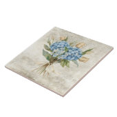 Carreau Hydrangea Bleu Floral Aquarelle Rustique (Côté)