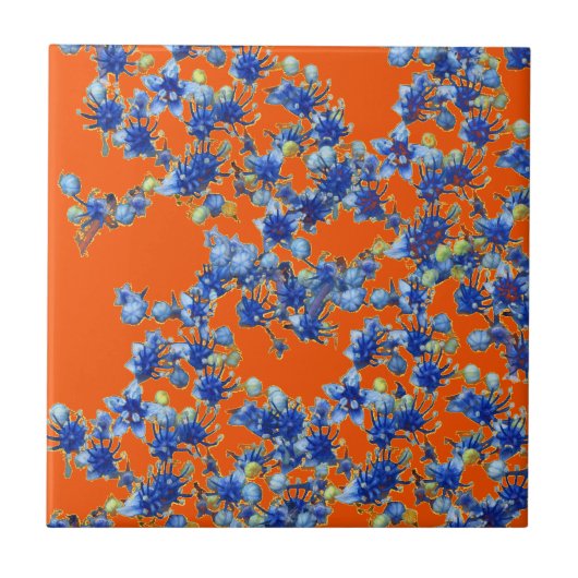 Carreau hydrangea orange et bleu (Devant)