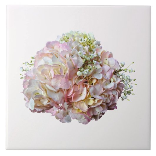 Carreau Hydrangea Rose Pâle Avec Gypsophile (Devant)