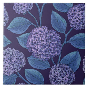 Carreau Hydrangea violet et bleu