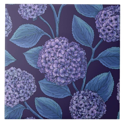 Carreau Hydrangea violet et bleu (Devant)