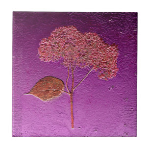 Carreau Hydrangée métallique vintage violet or Floral