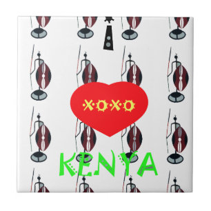 Carreau I Love Kenya Massai Art Print
