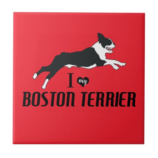 Carreau I Love my Boston Terrier (Devant)