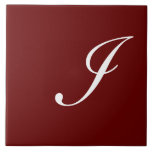 Carreau I Monogramme Blanc initial sur Maroon<br><div class="desc">LETTRE BLANCHE CLASSIQUE MONOGRAPHIQUE SUR Arrière - plan ROIR Foncé, I</div>