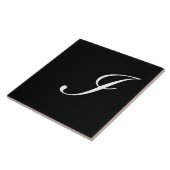 Carreau I Monogramme initial blanc sur noir (Côté)