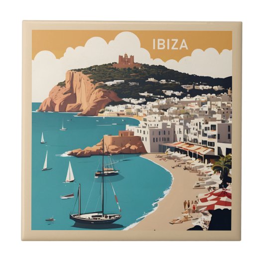 Carreau Ibiza, Espagne Affiche de voyage (Devant)