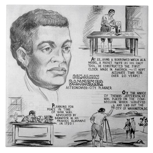 Carreau Icône de l'histoire noire : Benjamin Banneker, Sci (Devant)