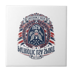 Carreau Icônes et symboles du bouclier de liberté patrioti