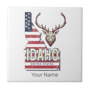 Carreau Idaho États-Unis Carte Retro Vintage Deer USA