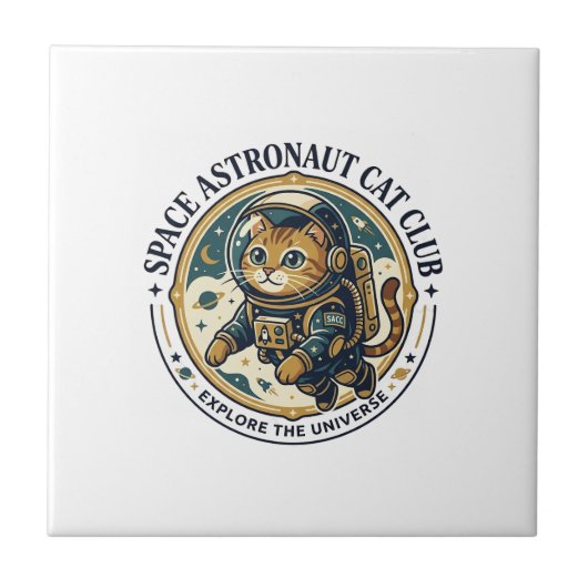 Carreau Idée cadeau papa chat astronaute spatial - Astrona (Devant)