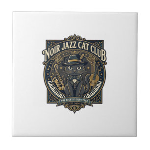 Carreau Idée cadeau pour papa chat de jazz noir - Chat de