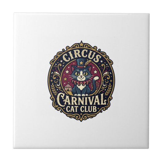 Carreau Idée cadeau pour papa de chat de carnaval du cirqu (Devant)