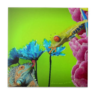 Carreau Iguane et grenouille