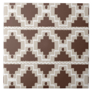 Carreau Ikat Aztec Motif - Brown au chocolat et Taupe