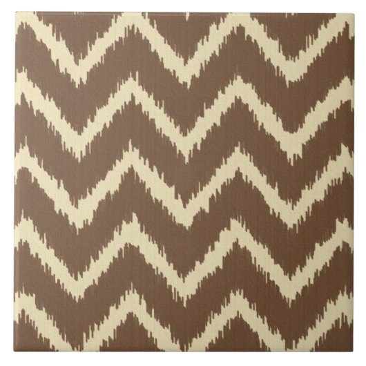 Carreau Ikat Chevrons - Chocolat brun et bronze (Devant)