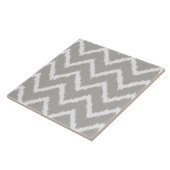 Carreau Ikat Chevrons - gris argent et blanc (Côté)